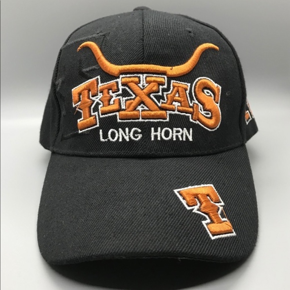EUC Texas Long Horns Black Adjustable Cap